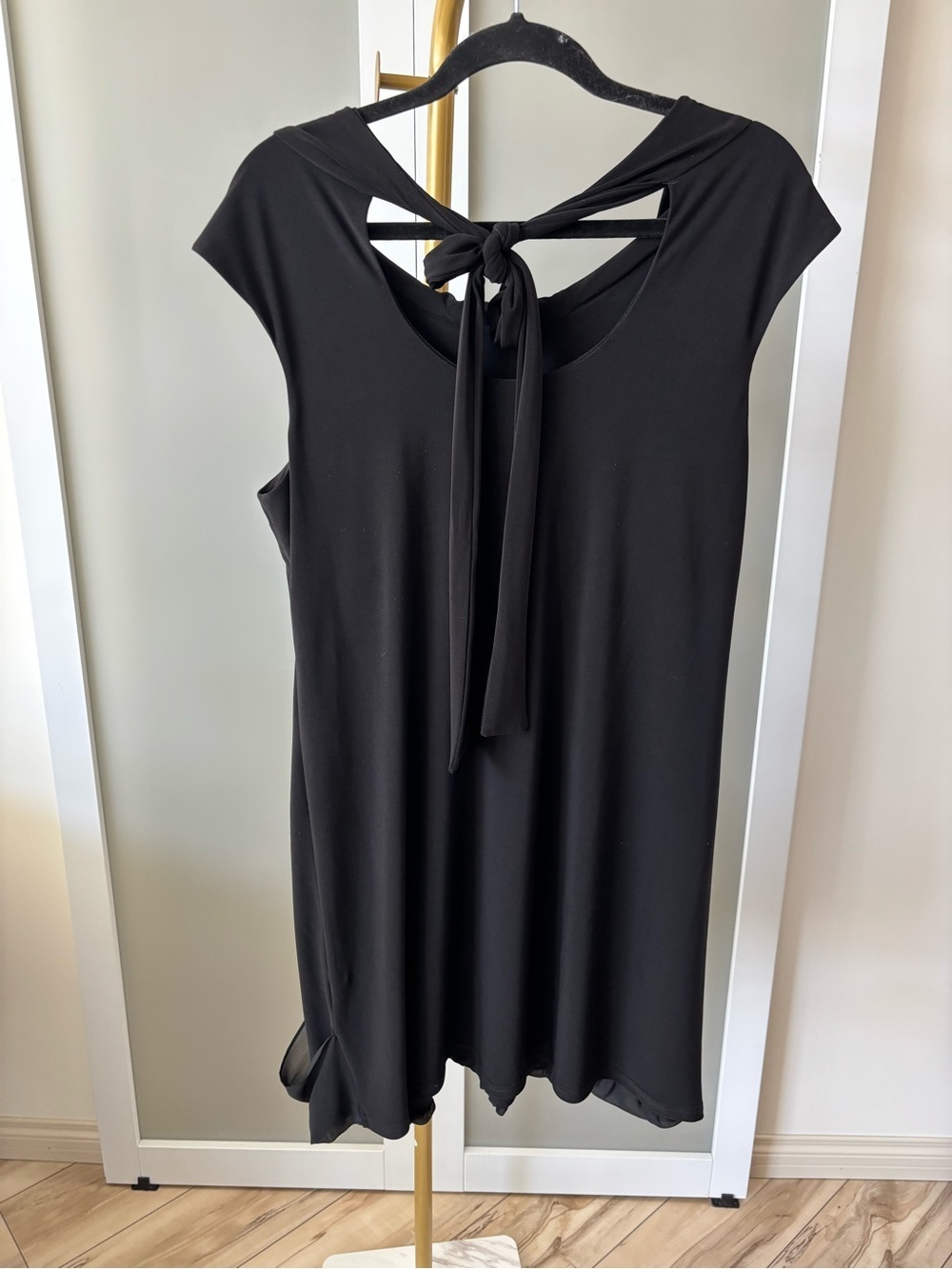 Joseph Ribkoff Black Tie-Back Cap Sleeve Tank Dress